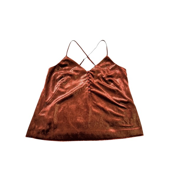 W by Worth Tops - W By Worth Shimmer Cami Tank Top Button Front Sleeveless Copper Maroon Size 4